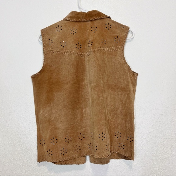 Coldwater Creek Brown Suede Laser-Cut Vest - Picture 2 of 6